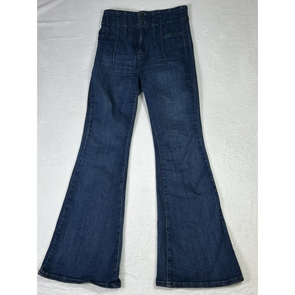 We The Free Denim - We The Free Women’s Jeans Size 31 Blue Denim Flare High Rise Patch Pockets